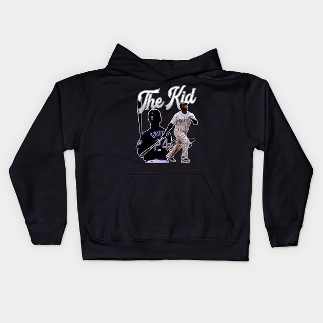 Ken Griffey Jr The Kid Basketball Legend Signature Vintage Retro 80s 90s Bootleg Rap Style Kids Hoodie by CarDE